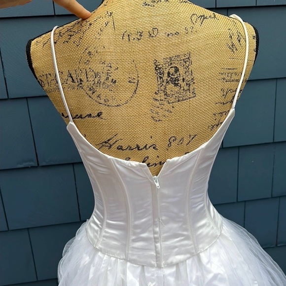 Vintage Jessica McClintock White Satin Dress - Picture 3 of 7